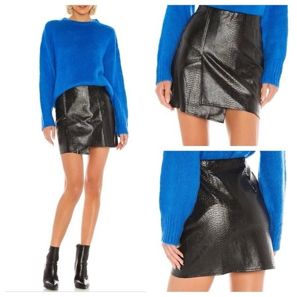 J.O.A. Black Croc Mini Skirt